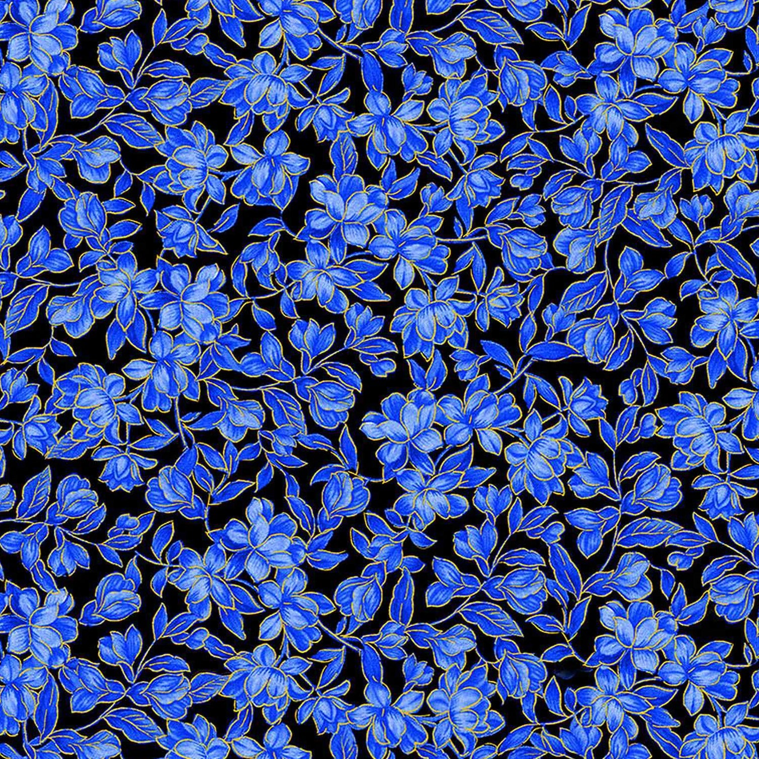 Sapphire - Metallic Small Florals by Timeless