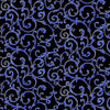 Sapphire - Metallic Scrolls on Black Fabric