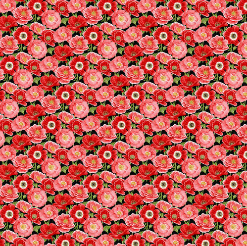 Poppy Meadows Small Packed Poppies by Henry Glass |Royal Motif Fabrics