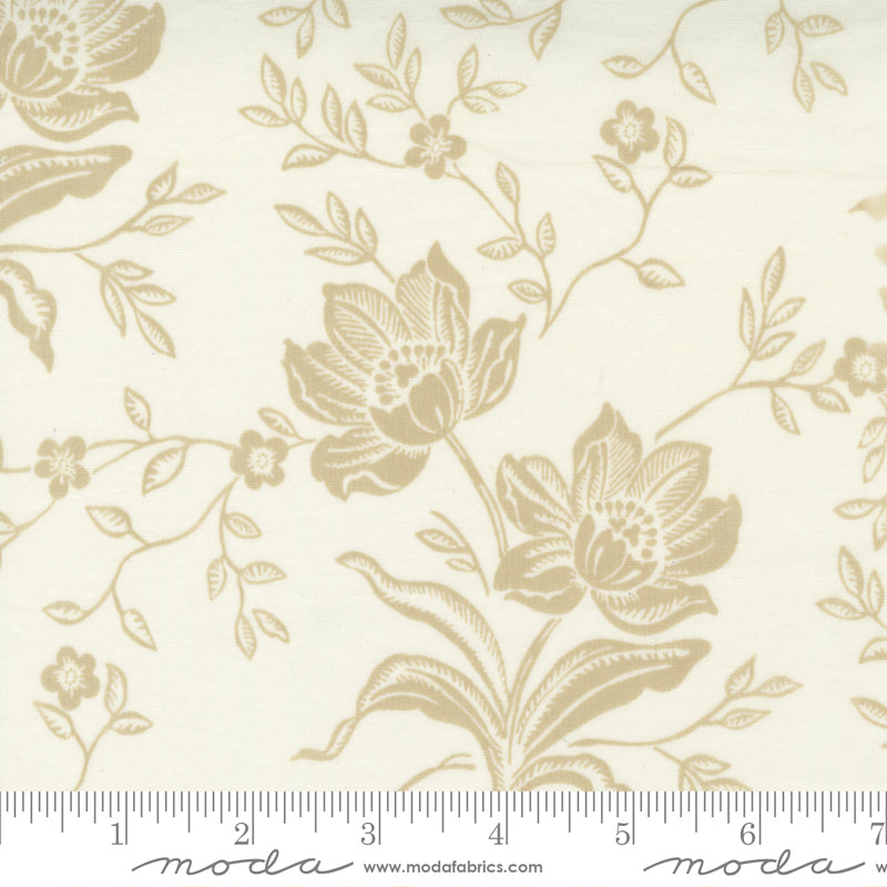 Woodcut Floral Cream Quilt Back