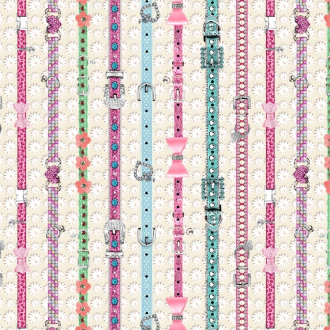 Studio E - Kitty Glitter - Cat Collars Stripe