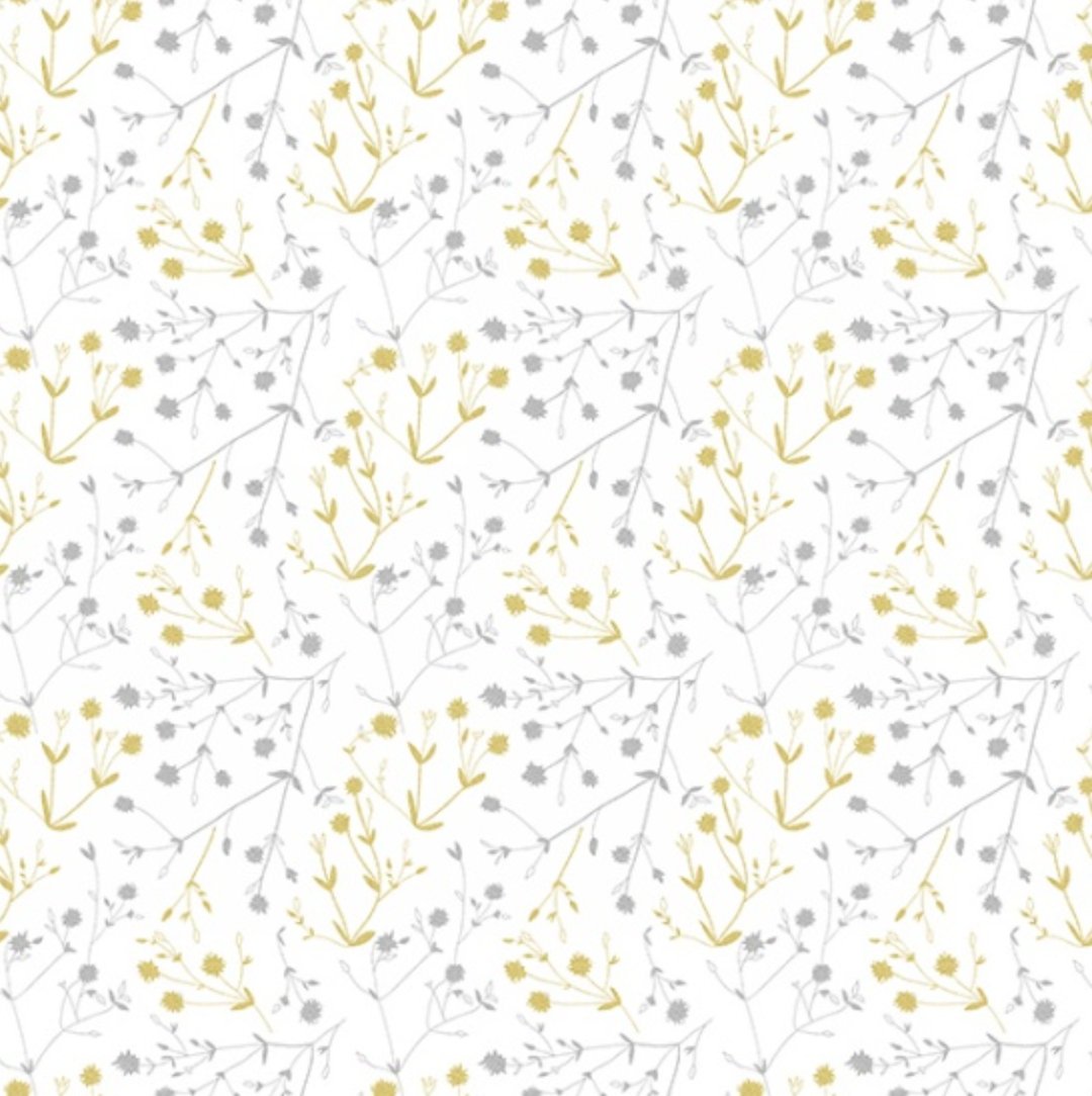 Sparkle and Fade - White/Metallic - with Silver & Gold Metallic Accent Yardage