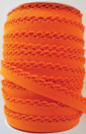 Crotchet Edge Double Fold Bias Solid Orange Tape | Royal Motif Fabrics