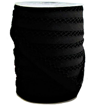 Crotchet Edge Double Fold Bias Solid Black Tape 