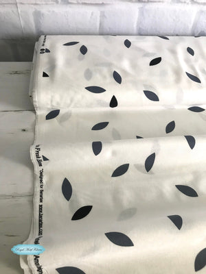 Fresh Bloom - Scattered Leaves White/Gray Yardage