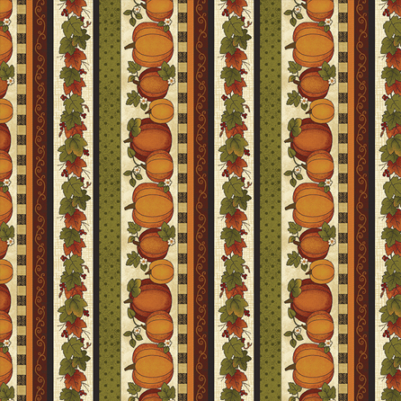 Harvest Berry Pumpkin Stripe Cream/Multi by Benartex | Designer Fabric