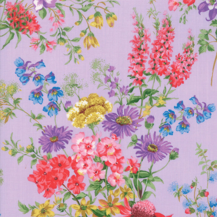 Wildflowers IX Lilac - Floral Bouquet Lavender Yardage