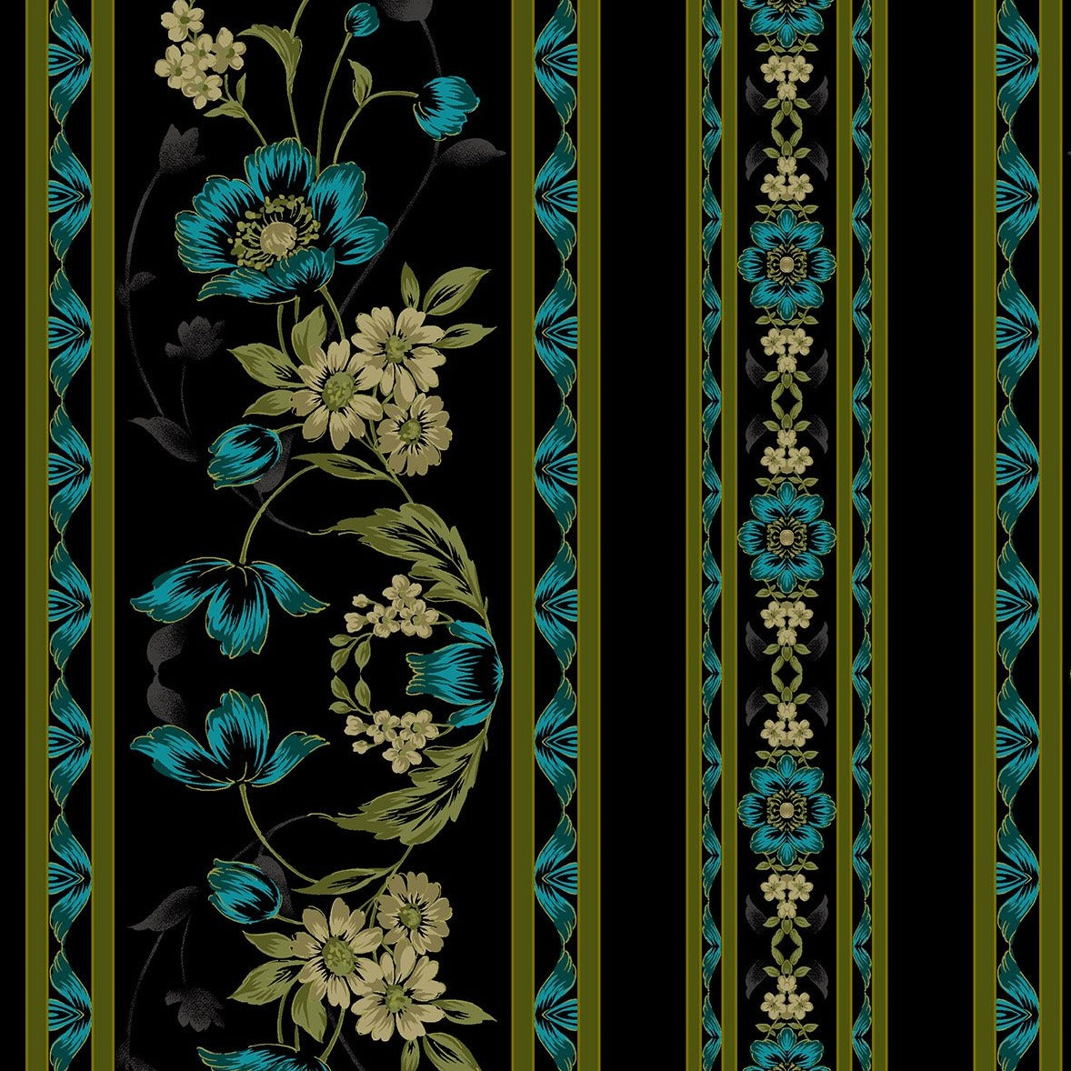 Midnight Garden - Border Teal by RJR