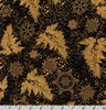 Holiday Flourish 12 Gold Metallic Foliage on Black by Robert Kaufman