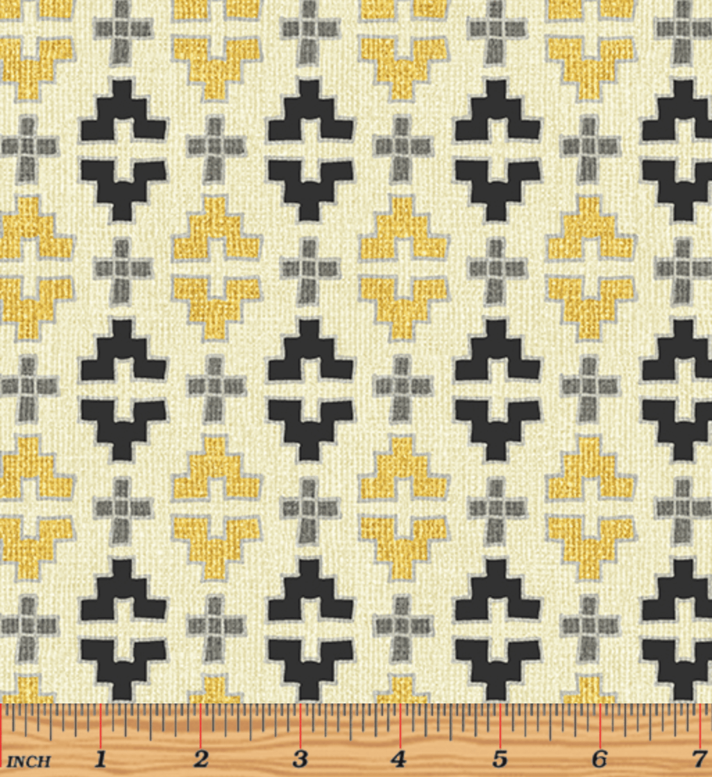 Sevilla Mellow Yellows - Santia Cream/Black Yardage