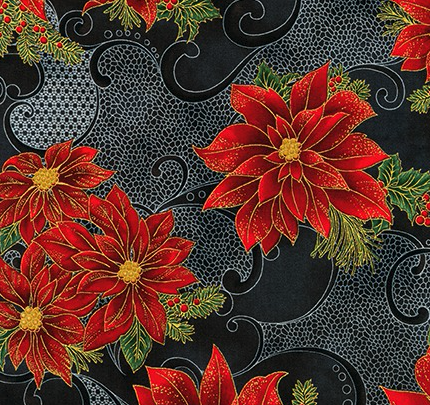 Holiday Flourish 12 - Poinsettia Blooms Black