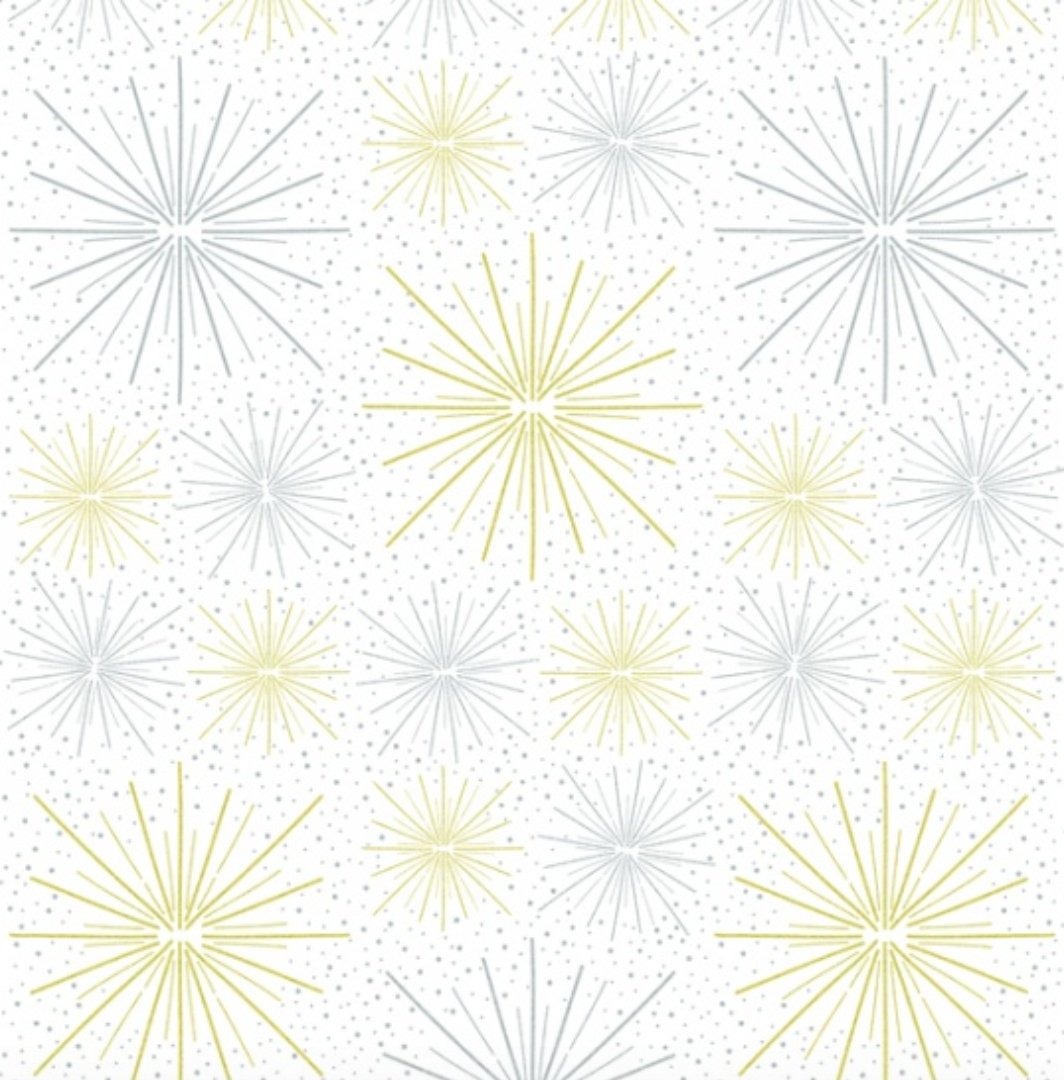 Sparkle and Fade - White/Metallic - with Silver & Gold Metallic Accent Yardage