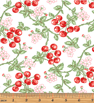 Garden Party Wild Cherries White by Eleanor Burns - Benartex 10162-09