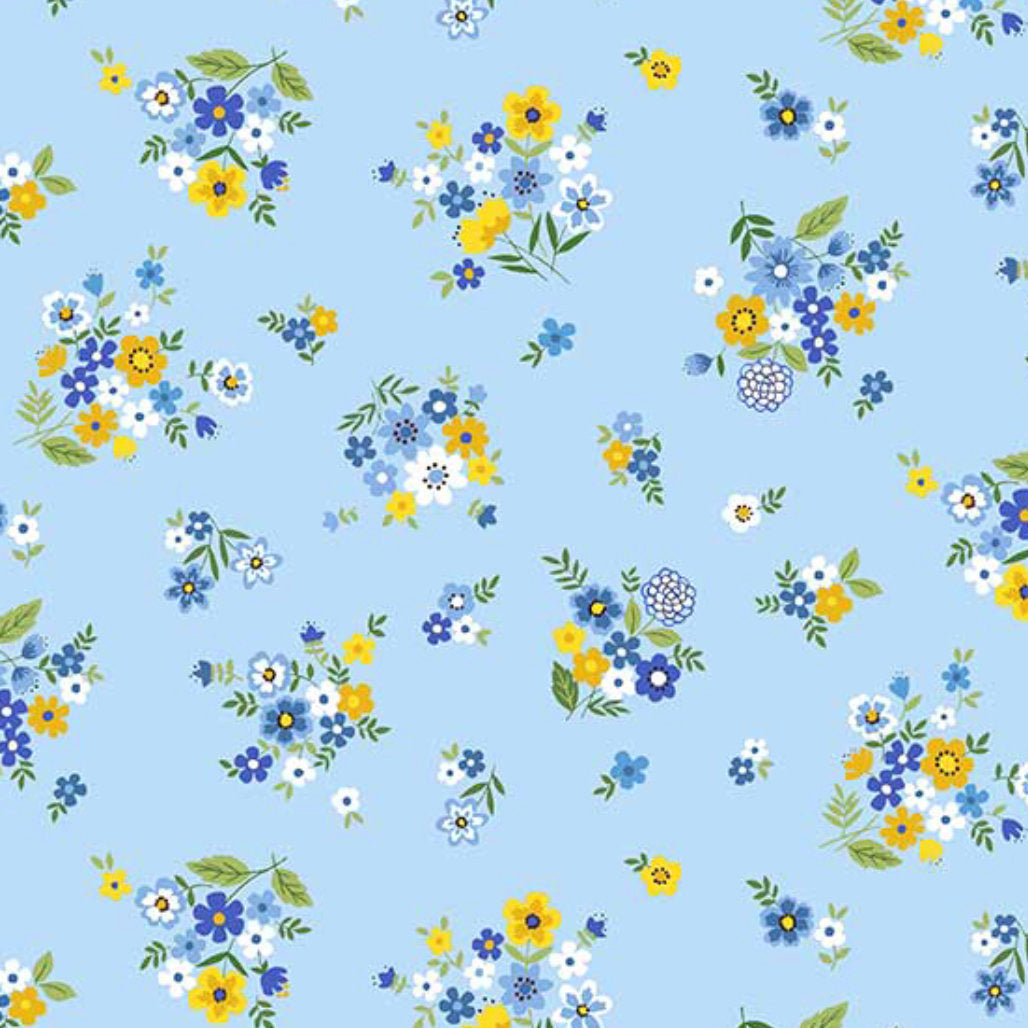 Bloom - Spring Bouquet Blue Yardage