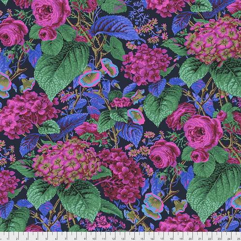 Kaffe Fassett Spring 2019 Rose and Hydrangea Navy by Free Spirit