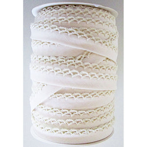 Crotchet Edge Double Fold Bias Solid Muslin Tape 71416 13 | Fancy Trim