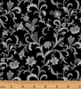 Lilacs in Bloom - Vine Scroll Black