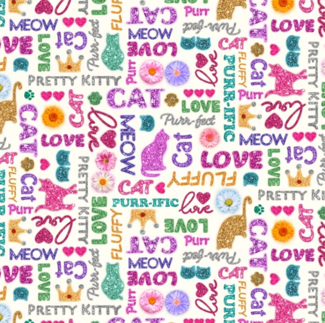 Studio E Fabrics - Kitty Glitter - Words