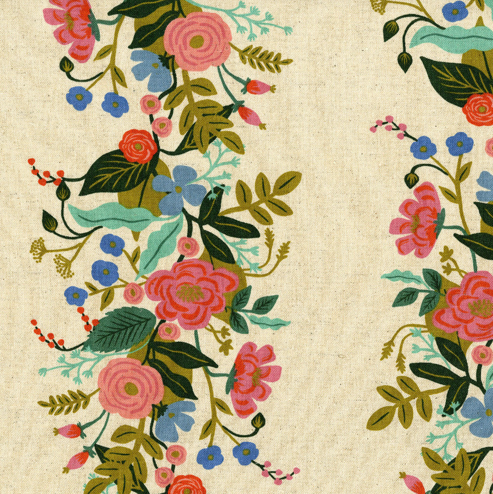 English Garden - Floral Vines Cream Canvas Yardage