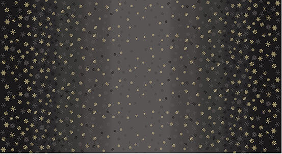 Andover Fabrics - Ombre Snowflake Black Metallic by Makower UK