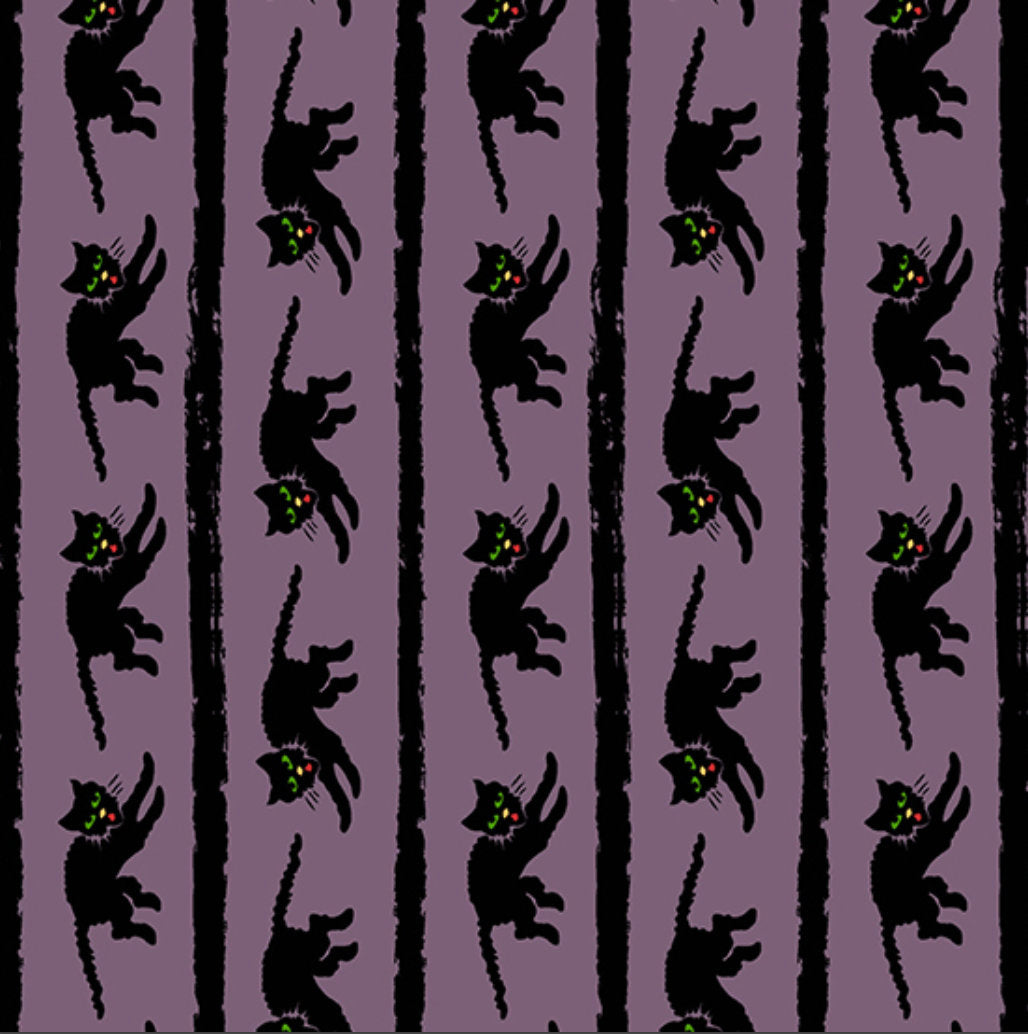 Haunting - Snarling Cat Purple - Andover Fabrics