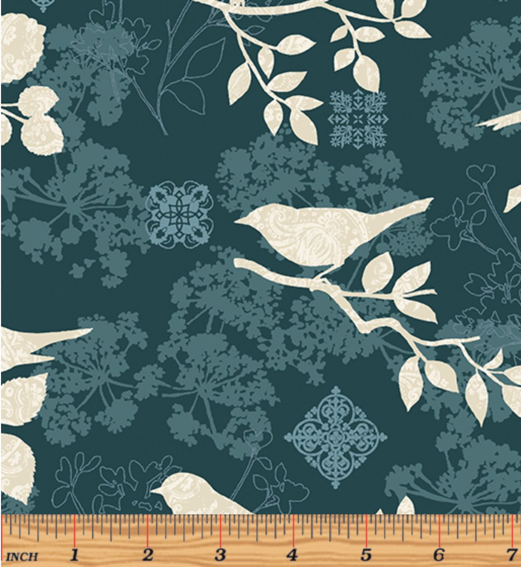 Wings - Bird Silhouette Teal Yardage