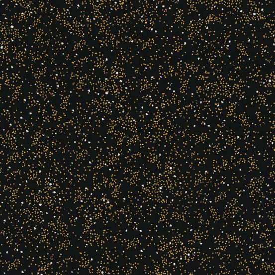 Timeless Treasures Holiday Blenders Gold Metallic Holiday Dots Black