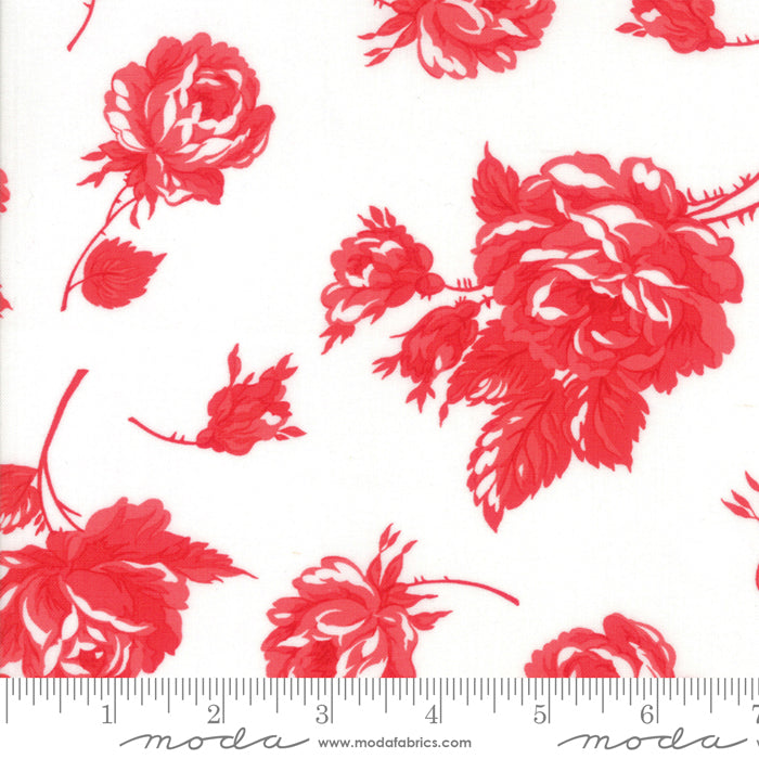 Smitten - Floral Rosy Cream Red Yardage