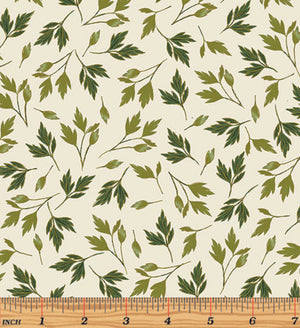 Enchanted - Leaves Cream/Gold Metallic Yardage