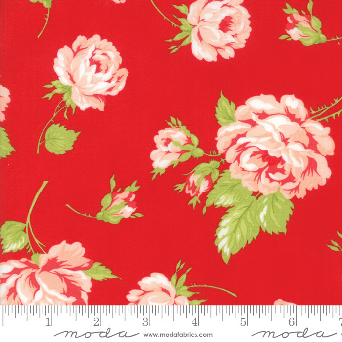 Smitten - Floral Rosy Red Yardage