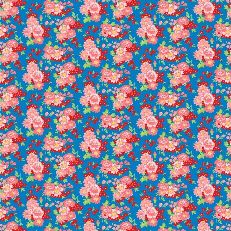 Amorette - Roses Blue/Pink Yardage