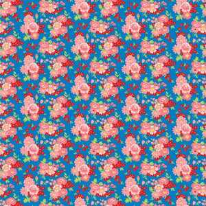 Amorette - Roses Blue/Pink Yardage