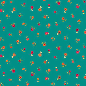 Fat Quarter - Bloom - Autumn - Floral Scatter Teal