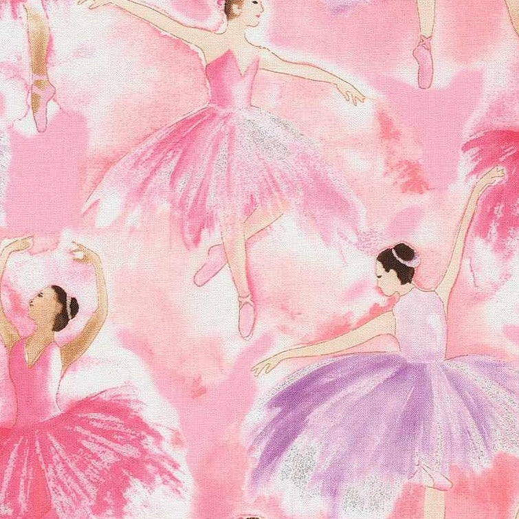 Sparkle & Shine Watercolor Ballerinas with Glitter by Timeless Treasures