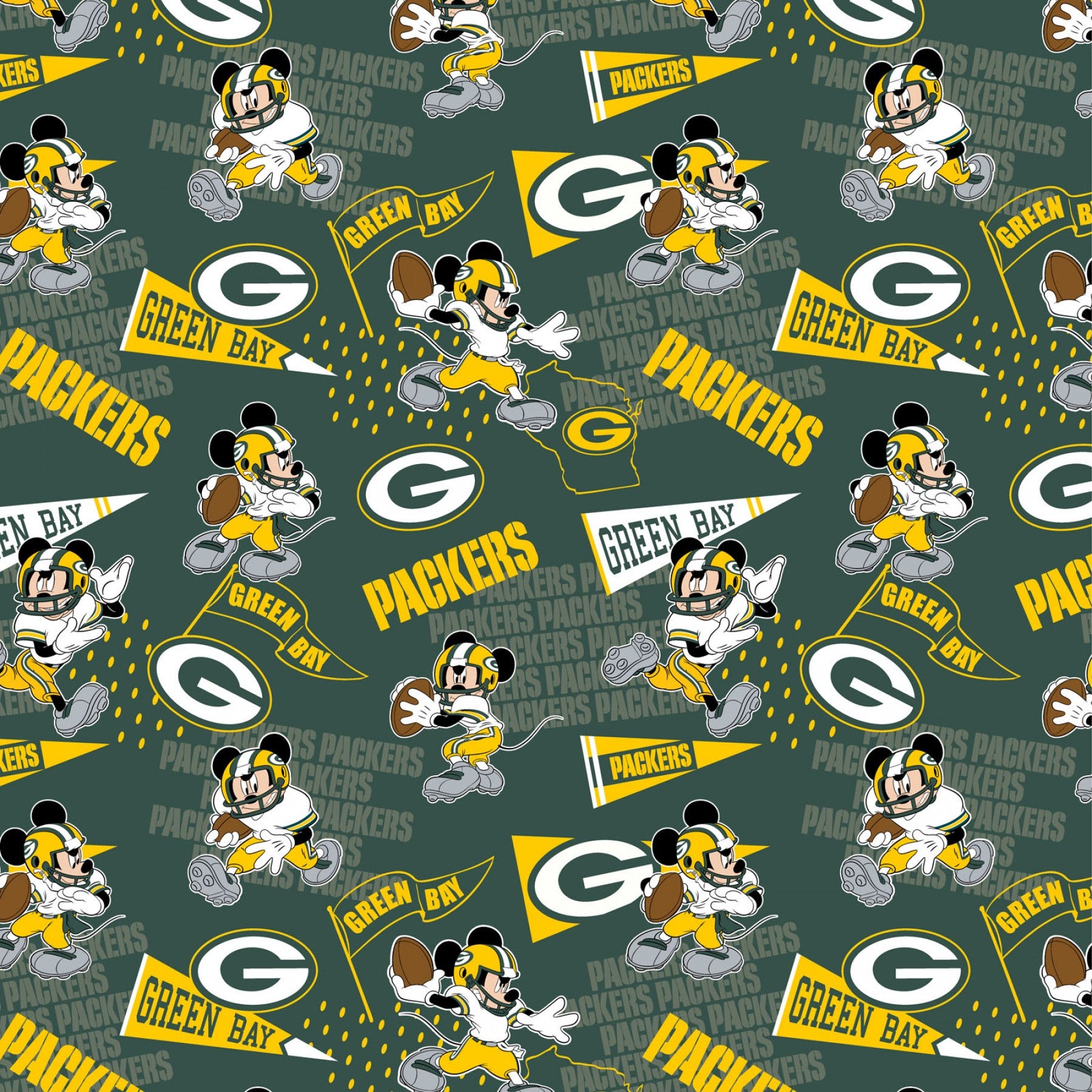 Licensed Cotton Disney NFL Mash-Up (National Football League) - Green Bay Packers Yardage