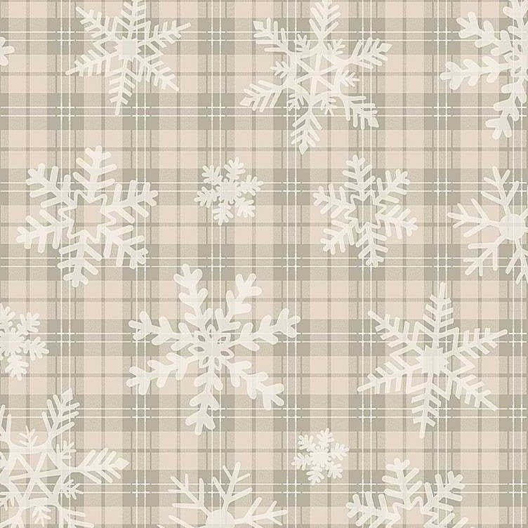 Let it Snow - Snowflakes On Plaid Natural