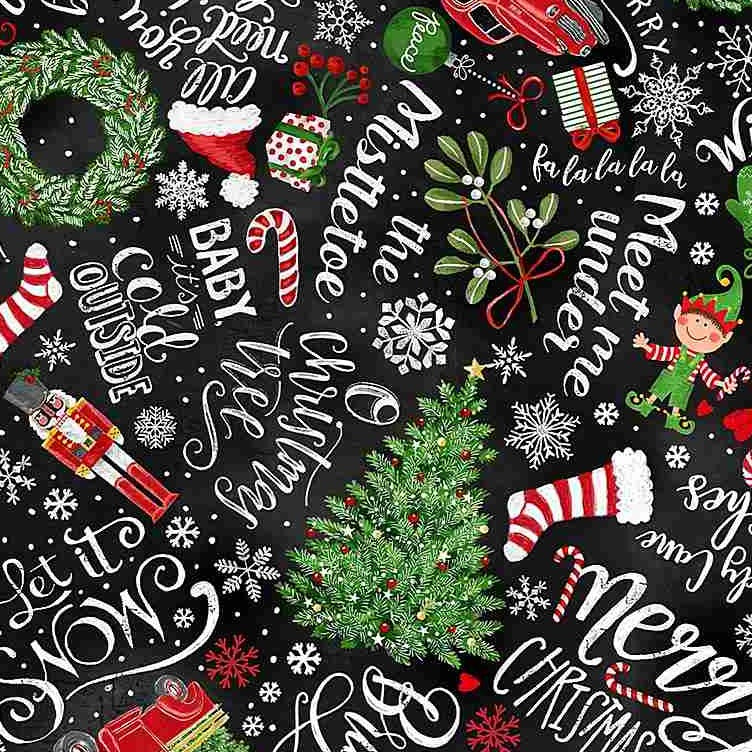 Peace Joy Love - Holiday Chalkboard Words Motifs