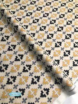 Sevilla Mellow Yellows - Santia Cream/Black Yardage