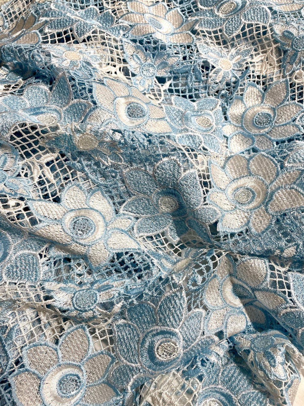 Embroidered Lace Fabric Embellished with Sequins | Designer Fabrics