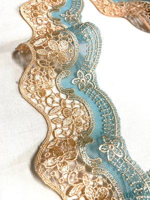 Embroidered Net Lace Trim with scallops