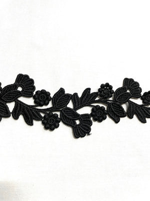 Black Floral Lace Trim - Ribbon Trim | Trim for Bridal