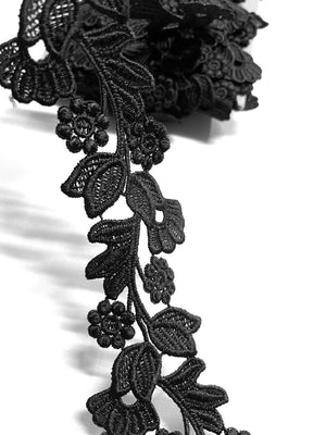 Black Floral Lace Trim - Ribbon Trim | Trim for Bridal