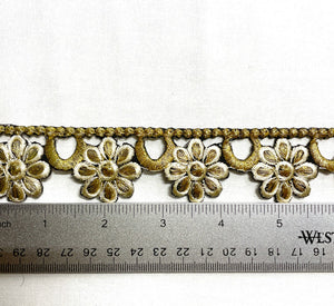 Iron-on Metallic Floral Lace Trim adhesive back