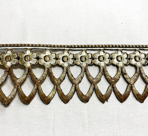 Iron-on Metallic Lace Trim with adhesive back | Royal Motif Fabrics