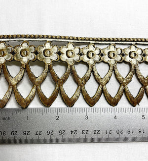 Iron-on Metallic Lace Trim with adhesive back | Royal Motif Fabrics