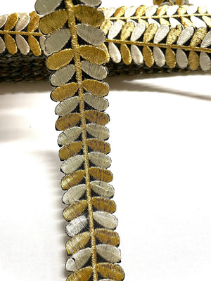 Iron-on Metallic Gold Leaf Lace Trim with adhesive back