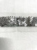 Silver Sequins on Mesh Trim | White Mesh Silver Sequins Ribbon