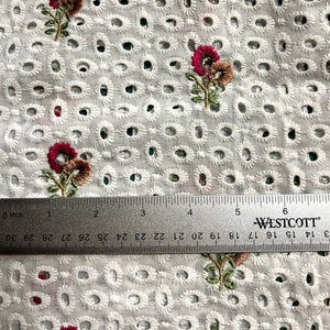 White Cotton Floral Embroidered Fabric