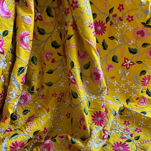 Yellow Bangalore Silk Embroidered with Sequins