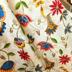 Muslin Silk Embroidered Fabric